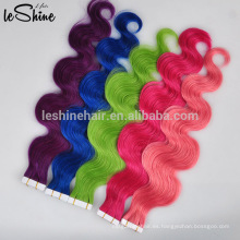 Fábrica de pelo de China 40 unidades por paquete cinta extensiones extensiones de cabello humano brasileño rosa